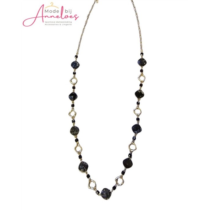 Sweet7 Lange Ketting 101229402 Zwart-Goud